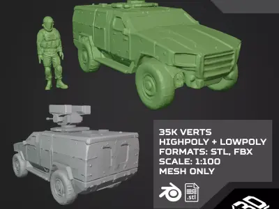 Free Armored SUV  Free 3D print model