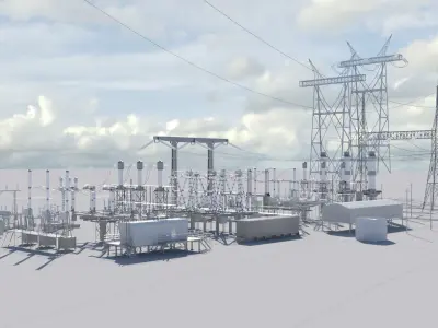 Electric Power Sub Station 3D model