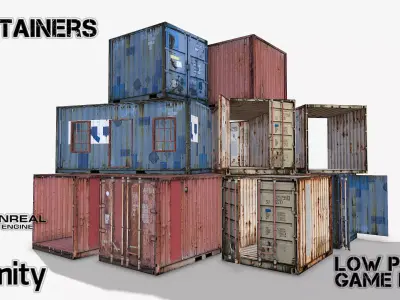 Containers shipping container Low-poly 3D model