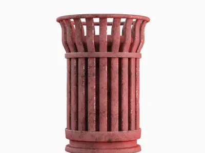 Steel Trash Can Set B Low-poly 3D model