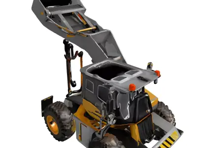 Industrial Wood Chipper Heavy Duty Machine Low-poly 3D model