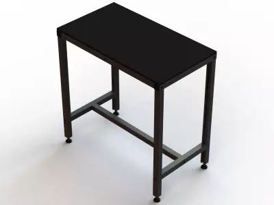 900x500 Single Open T-Slots Bench 3D model