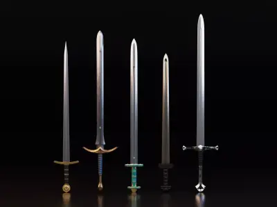 Medieval Sword Pack Low-poly 3D model buy