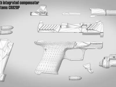 Handgun with integrated compensator Shadow Systems CR920P Low-poly 3D model