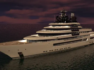 Willie Dreams Superyacht Night Scene 3D model
