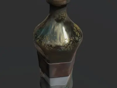bottle with substance on the bottom PBR low poly Low-poly 3D model