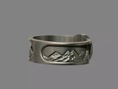 Great Wave of Kanagawa mountain Ring Japanese Hokusai Wave 3D print model