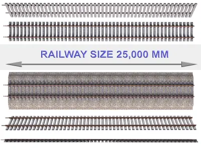 Highly detailed old railroad track 3D model