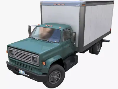 80s Industrial box truck Low-poly 3D model