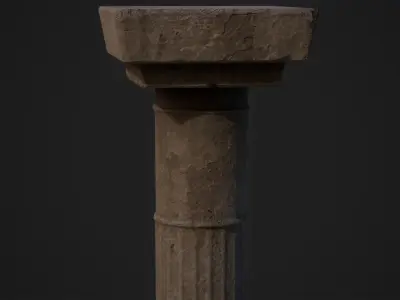 Old Temple Pillar Low-poly 3D model