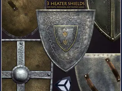 3 Heater Shields Low-poly 3D model