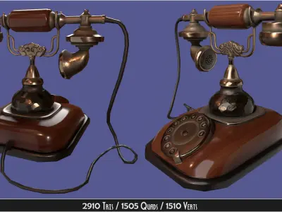 Antique Vintage Retro Phone Low-poly 3D model