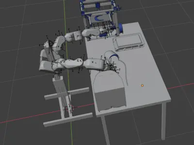 Robot Workcell with 3D Printer Free 3D model