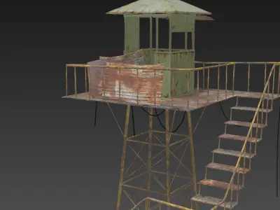 Tower guard with stairs Low-poly 3D model