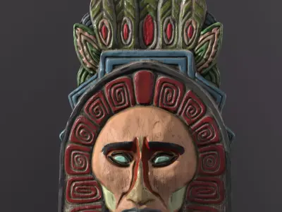 Totem indian mask Low-poly 3D model
