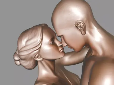 Bronze Embracing Couple Sculpture 3D model