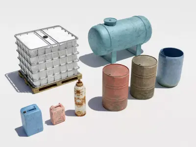 Collection - Liquid tanks Low-poly 3D model