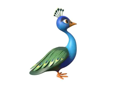 Cartoon Peacock Low-poly 3D model
