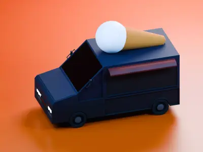 Ice Cream Truck 3d Model  Low-poly 3D model