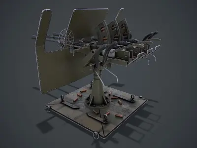 Machine Gun Turret 3D model Low-poly 3D model