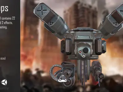 PBR Dron machine gun Low-poly 3D model