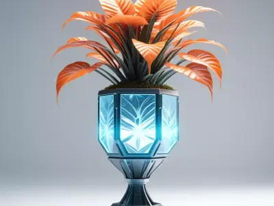 SciFi Glowing Planter Plant 3D model