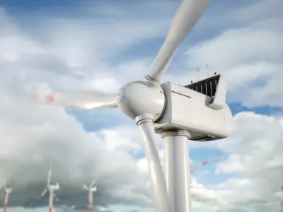 Windmills on the water Low-poly 3D model