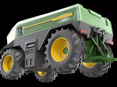 Electric Autonomous Tractor Low-poly 3D model