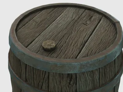 Low Poly Wooden Barrels With PBR Materials Low-poly 3D model