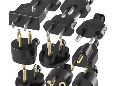 electrical  cable plugs 3D model  Low-poly 3D model