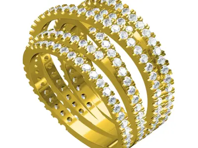 Antique CrissCross Lines Diamond Ring 3D print model