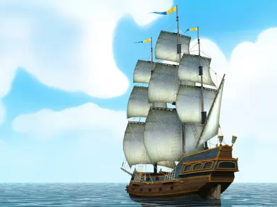 Cartoon Galleon Ship 3D model