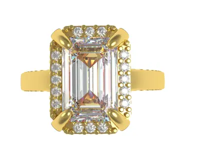 Antique Emerald Halo Engagement Ring 3D print model