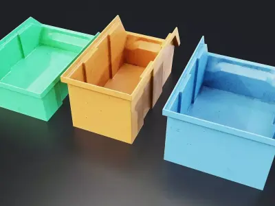 Plastic Storage Bins Set Low-poly 3D model