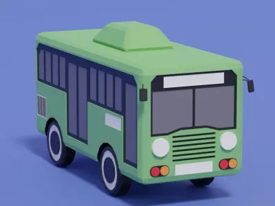 Cartoon Bus Low-poly 3D model