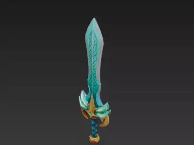 Stylized Fantasy Sword 3D Model-Decorative Weapon Sculpture 3D model