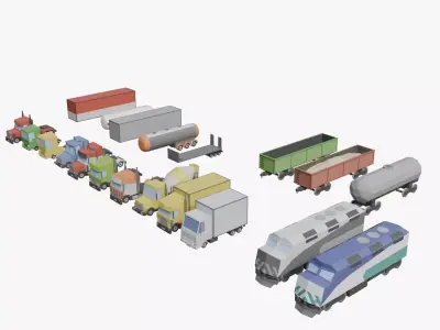 Low Poly City Cars Pack  12 Stylized Game Vehicles 3D model