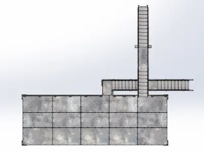 Steel mezzanine platform with two stairs 3D model