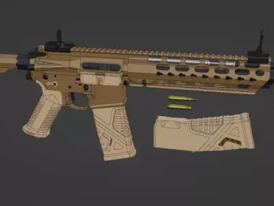 low-poly HK416A8 Free low-poly 3D model