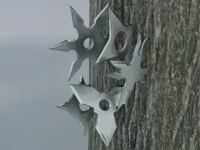 Ninja shuriken pack Low-poly 3D model