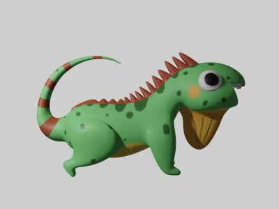 Hand Painted Iguana Free 3D model