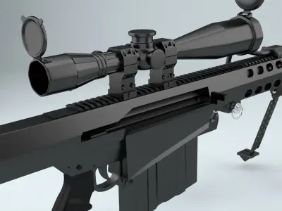 Barrett rifle with scope 3D model
