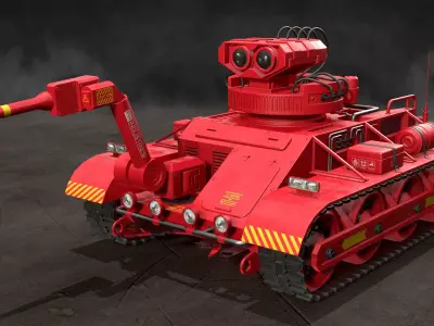 Robot Concept-3-Red-Clean Low-poly 3D model