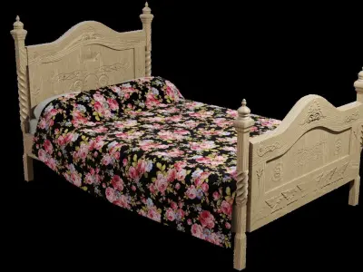 Fancy Bed Low-poly 3D model