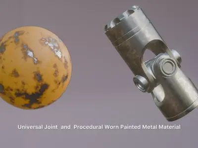 Universal Joint  and  Procedural Worn Painted Metal Material  Free 3D model