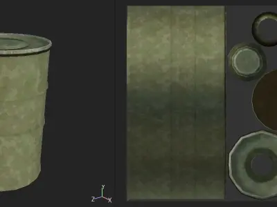 Barrel metal can with hole in it Free low-poly 3D model