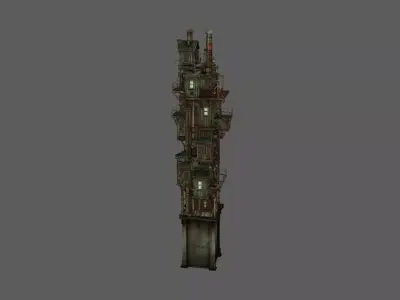 Stylized Steampunk Tower House 3D model