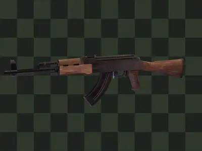 AKM with picatinny rail Game Ready Low-poly 3D model