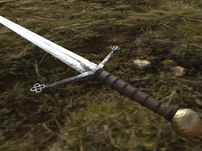 CG Claymore with PBR texture Free low-poly 3D model