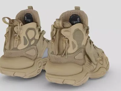 Cyberpunk fashion army military boots sneaker Low-poly 3D model